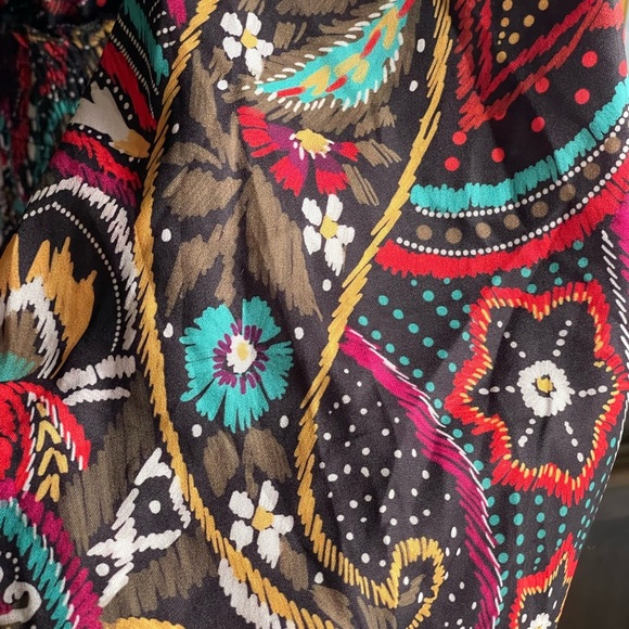 NWT Recente Sample Black and Jewel Tone Print Boho with Tassels Small - Picture 5 of 6